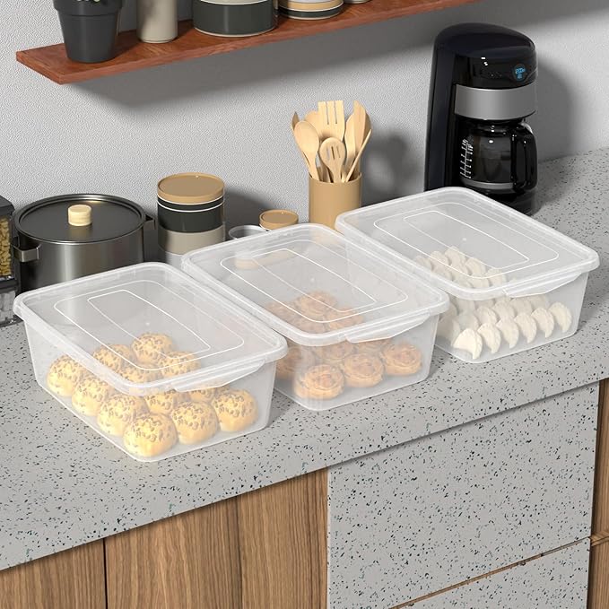 14 Quart Plastic Storage Box Clear Dough Rising Box with Lid Pizza Dough Proofing Containers 4 Packs