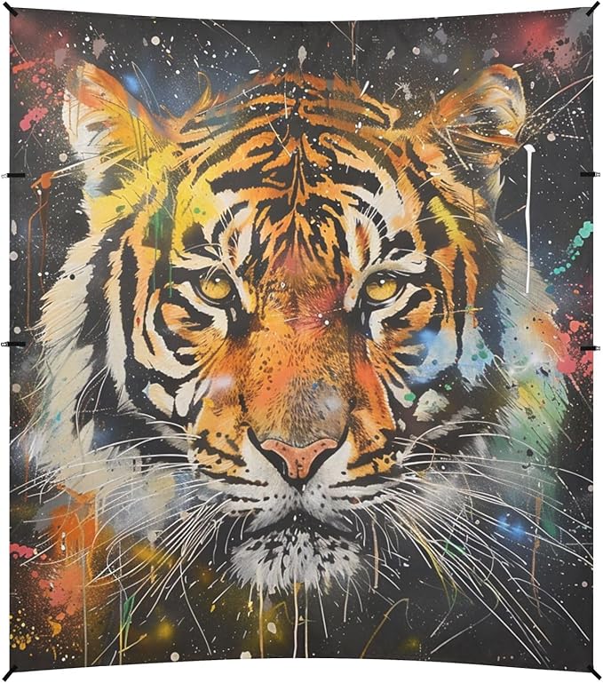 ALAZA Wild Tiger Portrait Beach Tent Sun Shelter Portable Canopy Sunshade for Outdoor Camping Picnics Backyard Fun 10x9 ft