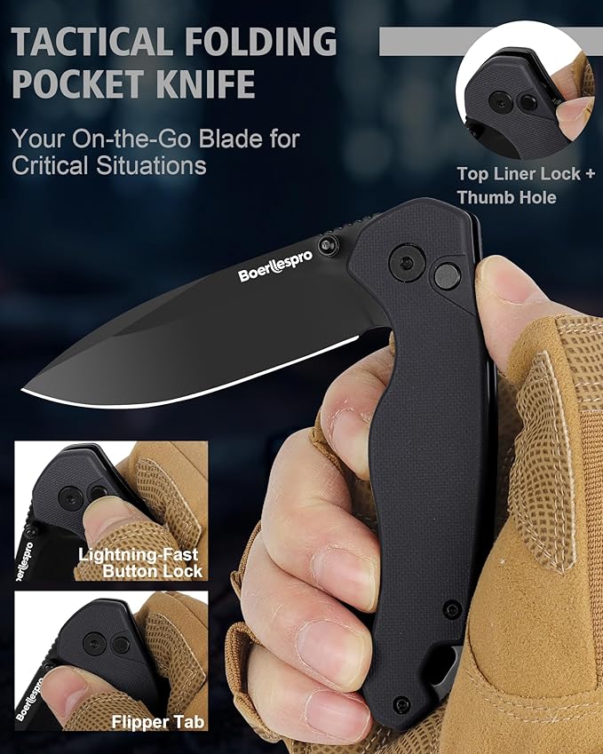 Pocket Knife – 2.99 8Cr14MoV Steel Blade G10 Handle | EDC Folding Knife with Pocket Clip for Men &amp Women | Sharp for Camping Fishing Hunting Tactical Use &amp Survival Hiking -Dark Gray
