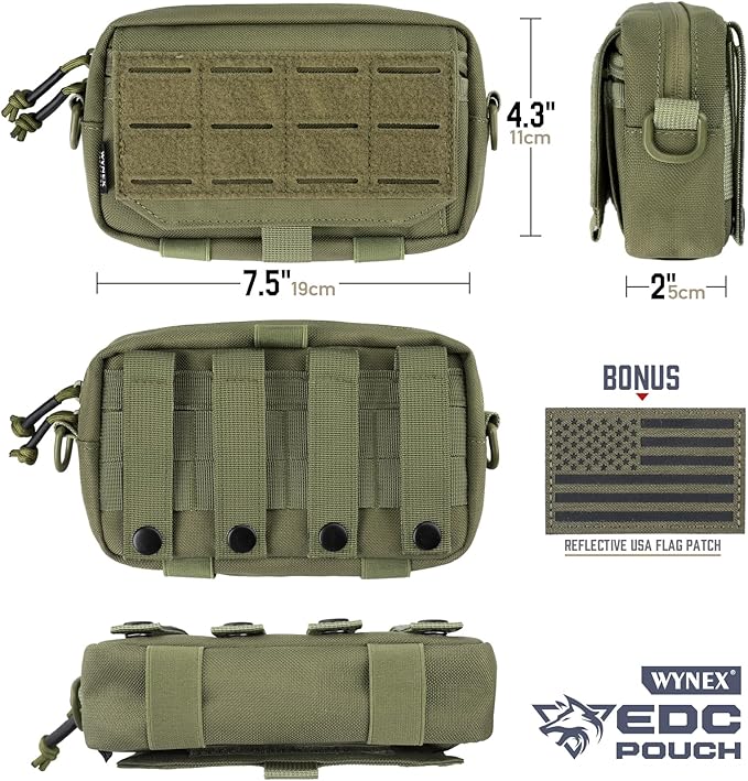 WYNEX Tactical Folding Admin Pouch Molle Tool Bag Utility Organizer EDC Medical Bag Modular Pouches Tactical Attachment Admin Pouch
