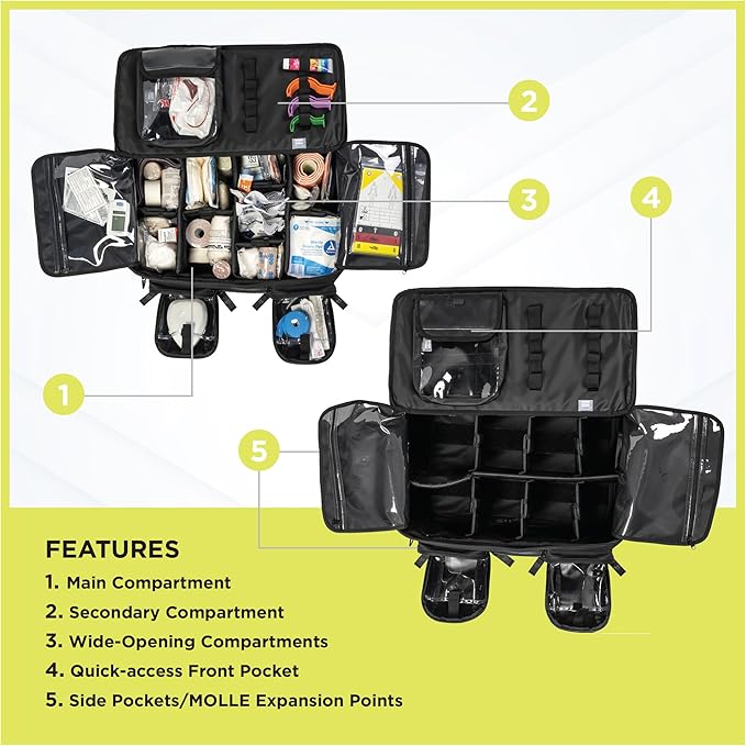 MERET OMNI™ PRO X Tactical Medical Backpack – Modular Trauma First Aid Kit Bag for EMS EMT &amp First Responders MOLLE Medical Gear Organizer with Infection Control Material Tactical Black