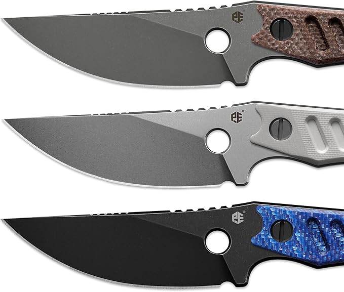 Petrified fish PFE18 Bison L 3.03 Fixed Blade Knife N690 Steel Skeleton Personalized Knife Stonewashed Blade for EDC (Gray Stonewashed)