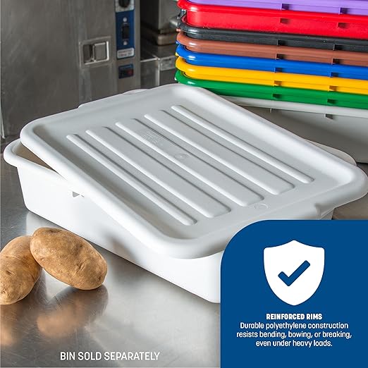 Carlisle FoodService Products N4401202 Comfort Ergonomic Wash Basin Tote Box Lid Universal White (Pack of 12)