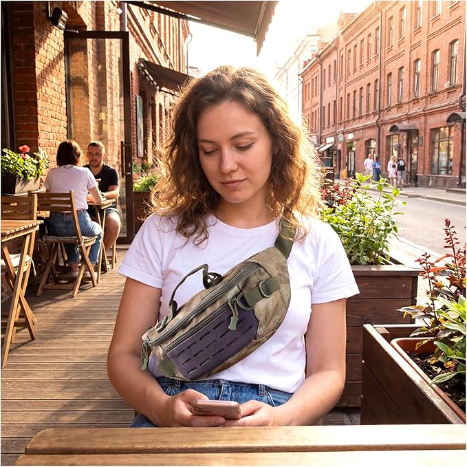 Tactical Fanny Pack for Men Women - 5L Waterproof Multifunctional Tactical Waist Hip Crossbody Bag for Outdoor Cycling Hiking HuntingUrban Rubble Camo