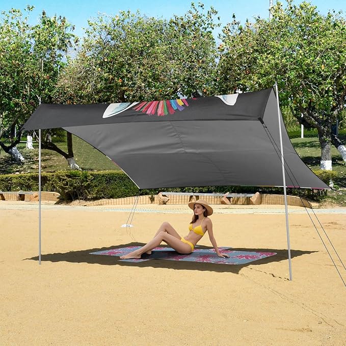 ALAZA Colorful Stripes Zebra Beach Tent Sun Shelter Portable Canopy Sunshade for Outdoor Camping Picnics Backyard Fun 10x9 ft
