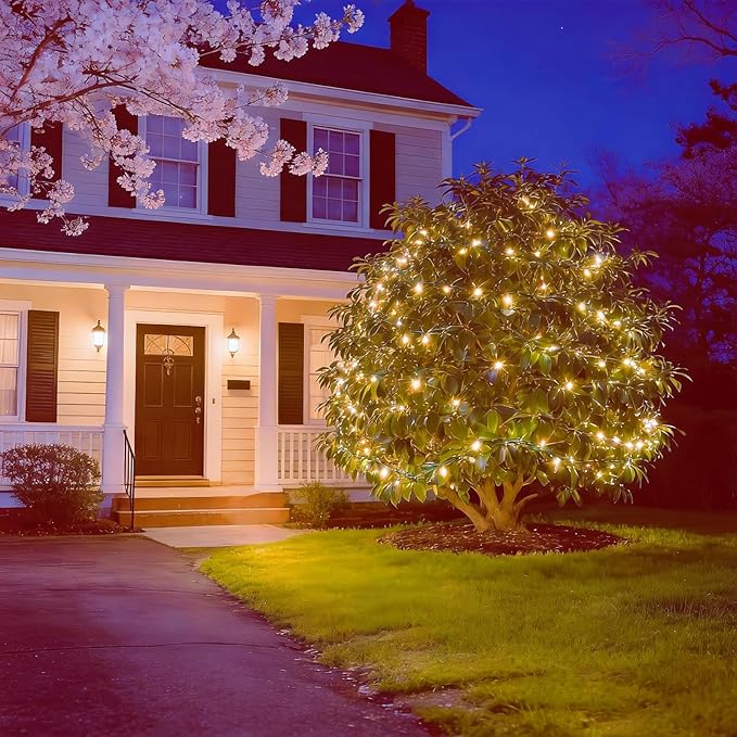 150 LED Warm White Christmas Lights UL Certified 22# Green Wire 50 Ft Commercial Grade Decorative Lighting String for Indoor and Outdoor Use.