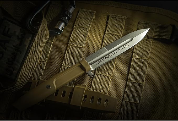 Extrema Ratio - Requiem (H.C.S) Fixed Blade Knife Bohler N690 steel blade 4.9 mm thick hardened to 58 HRC stone-washed finish lightweight ergonomic handle made in Italy