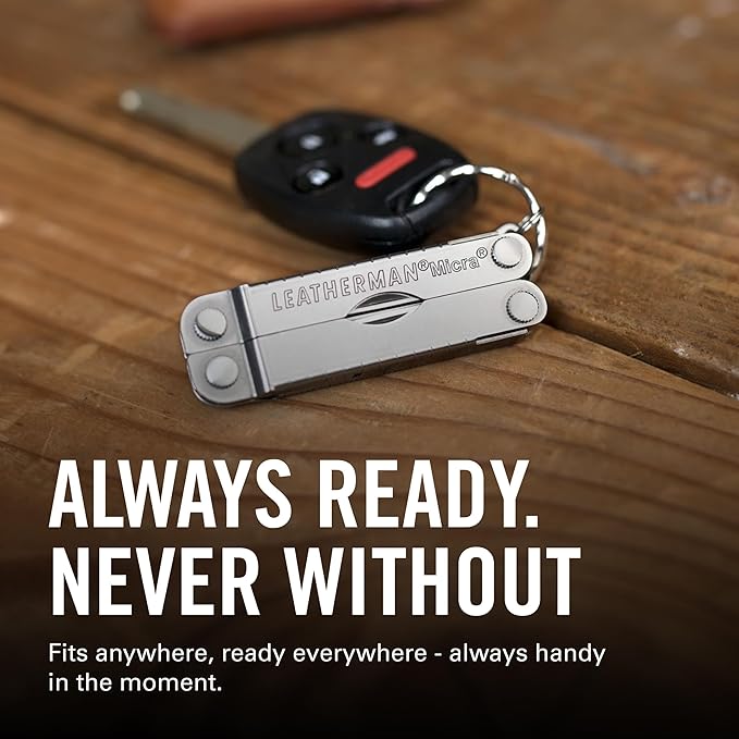 LEATHERMAN Micra Keychain Multi-tool with Grooming Tools Mini Pocketknife for Everyday Carry (EDC) Hobbies &amp Outdoors Built in the USA Stainless Steel