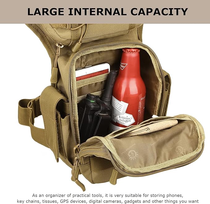 Tactical Drop Leg Bag Military Tool Gear Fanny Thigh Pack Molle Utility Airsoft Motorcycle Cycling Waist Gear Pouch (1 Patch Included)