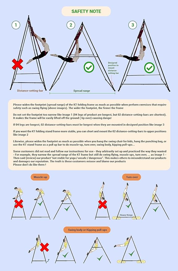 KT Dedicated Stand Frame For Aerial Yoga And Therapy Sensory Hammock Model KT1.1520YG. Foldable Portable Height Adjustable Stable and Durable Upgraded Yoga Swing Stand Frame