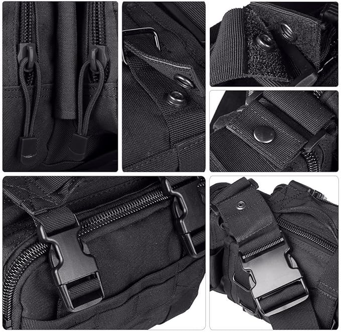 DLP Tactical Compact Range Bag/MOLLE Compatible EDC Bug Out Bag/Waist Pack (Black)