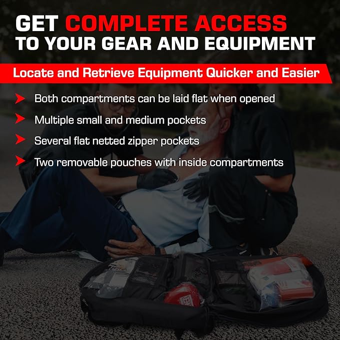 MediTac Deluxe Special Ops Tactical Field Medical Stomp Pack - Largest Backpack for all Gear &amp Equipment - Black