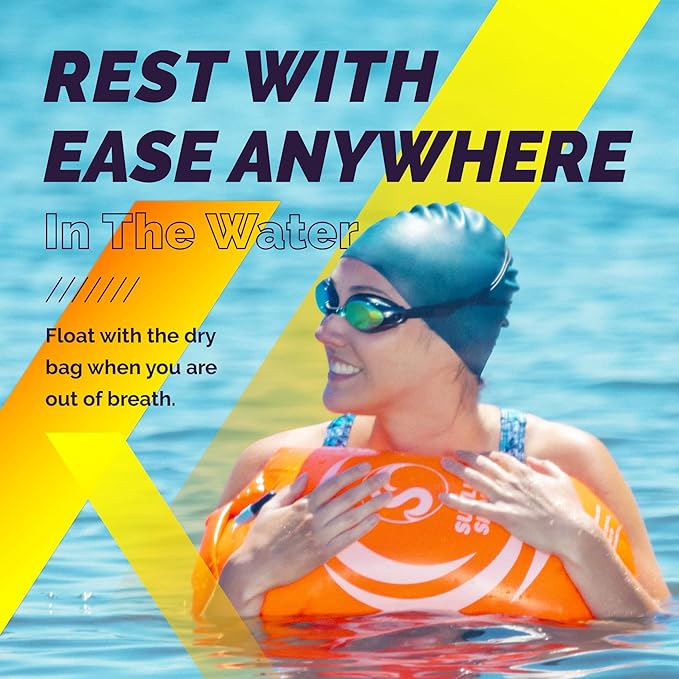 Sunlite Sports Swim Buoy Premium Quality Highly Visible Waterproof Safety Marine Float Training for Open Water Swimming for Swimmers Triatheletes Kayakers Snorkelers Throwable Flotation Device f