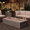 3-Piece Outdoor Propane Fire Pit Table Set – Premium Marble-Like MgO Finish 56-Inch Gas Fire Table with Tank Table &amp Glass Wind Guard for Patio Garden &amp Backyard Includes Rain Cover &amp L