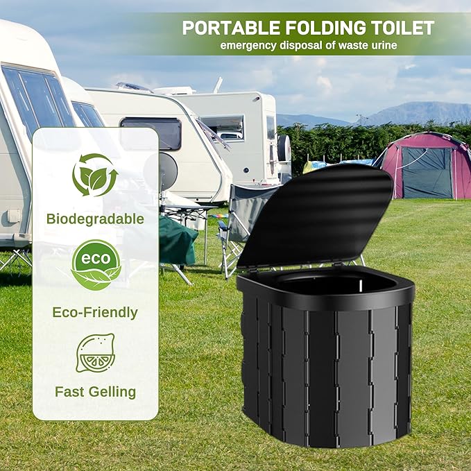 Portable Camping Shower Pop Up Privacy Tent Kit with LED Light and Foldable Toilet 6000mAh LCD Screen Shower Pump 5.3 Gallons Bucket Outdoor Shower for Hiking Travel Car