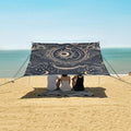 ALAZA Mystical Boho Geometric Sun Moon Stars Concentric Beach Tent Sun Shelter Portable Canopy Sunshade for Outdoor Camping Picnics Backyard Fun 10x9 ft