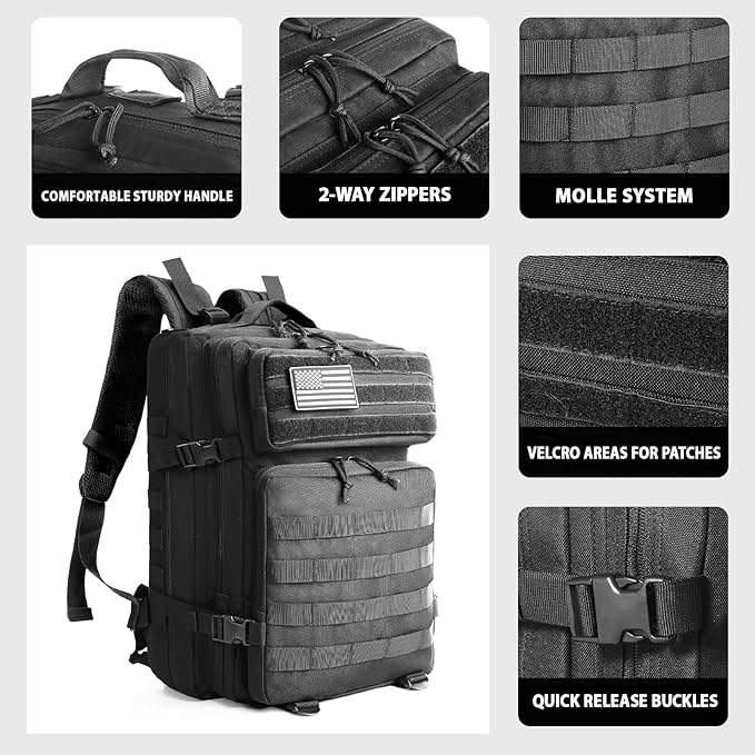 Military Tactical Backpack for Men 45L Molle Army 3 Days Assault Pack Bug Out Bag Water Resistant