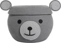 Cottonphant Handcrafted Animal Inspired Basket with Lid (Grey Bear 15x12)