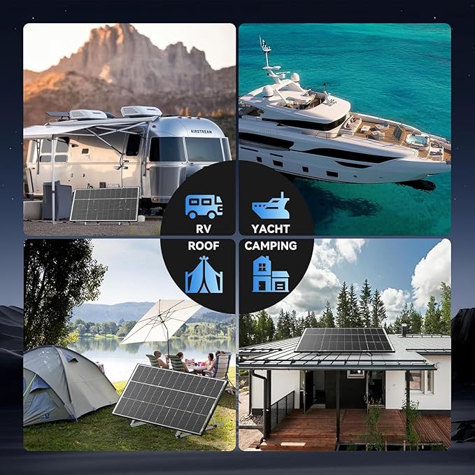Bifacial 300W Solar Panel 25% High Efficiency with N-Type 18BB Cells Capture 30% More Energy from Front &amp Back Weatherproof for RV Off-Grid Home Farm Marine &amp Harsh Environments (300W-3PACK