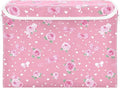 Pink Valentine Heart Roses Bows Storage Box with Lid 1 PC Foldable Storage Bin with Lids Stackable Storage Bins Cube Closet Organizer Basket with Flip-Top Lid &amp Handles for Shoes Books Towels
