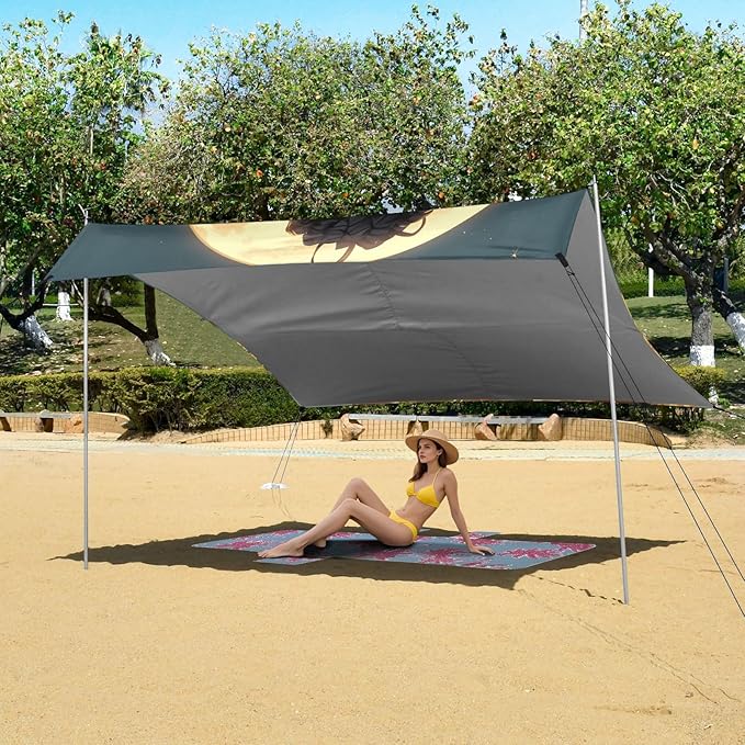 ALAZA African Woman Sunflower Beach Tent Sun Shelter Portable Canopy Sunshade for Outdoor Camping Picnics Backyard Fun 10x9 ft