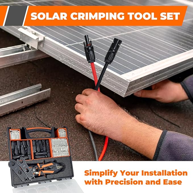 30PCS Solar Crimper Tool Kit - Crimping Tool Wire Stripper 25 Pairs Solar Connectors Suitcase and 2 Spanner Wrenches for Solar Panel Cable Assembly