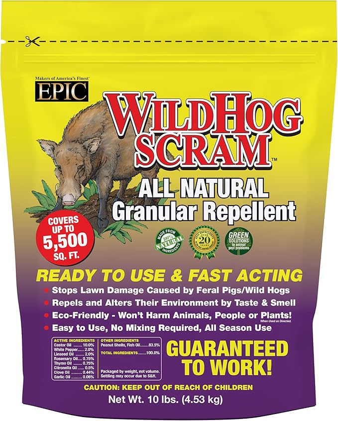 Epic Repellents Granular Wild Hog Repellent - All Natural Unscented - 10 lb Bag - Granule