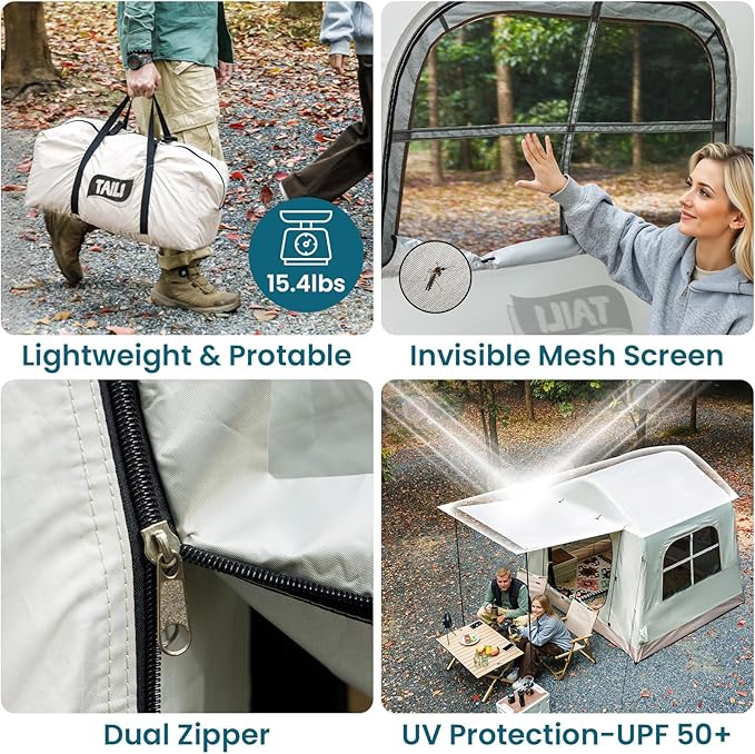 TAILI Inflatable Blow Up Tent for Camping with Hand Pump for 2/3/4/6 Person Easy Setup Outdoor Inflatable Oxford Waterproof Air Tent House for Family Camping Adult
