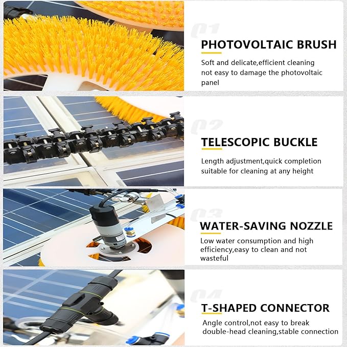 110V-240V Solar Panel Cleaning Rotating BrushPhotovoltaic and Solar Panels Water Fed Brush Electric Spin Scrubber for Window GlassSolar Panel3M