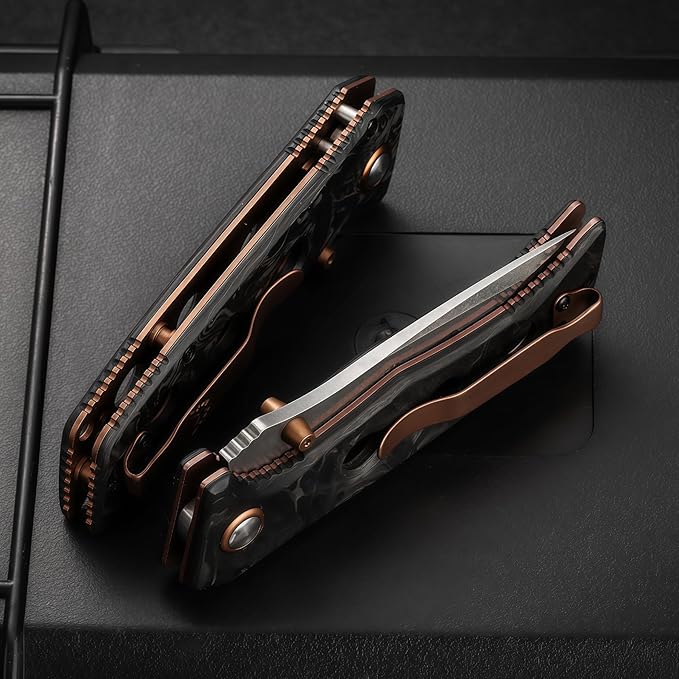 Pocket Knife for Men Hunting &amp Knives &amp Tools HRC60 Carbon Fiber Handle Folding Knife Lightweight Outdoor Knife for Backpacking Gifts for Hunters Men who have Everything Gifts for Guys