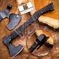 Custom Gift Forged Carbon Steel Viking Axe Bearded Axe with Ash Wood Shaft Tomahawk - Real Hatchet Best Gift for Anniversary Valentine's Day Birthday Premium Leather Sheath