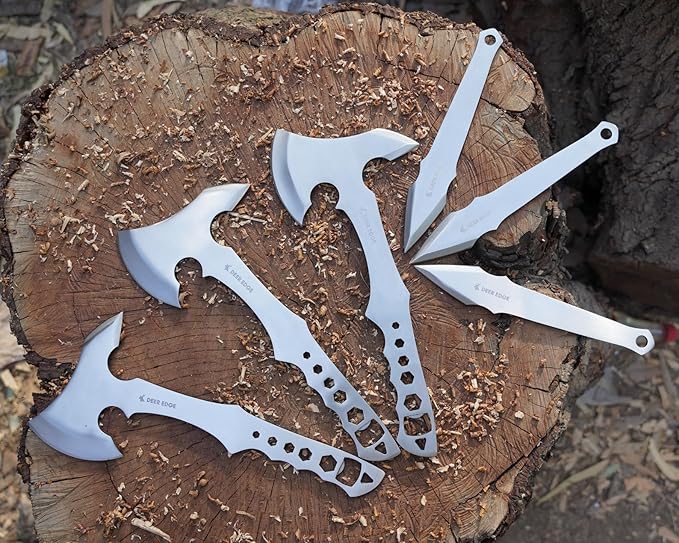 Professional Throwing Axe Set Pack of 6-11.5 Throwing Axe with Nylon Sheath - Stainless Steal Chopping Hatchet with Abs Handle for Competition and Recreation