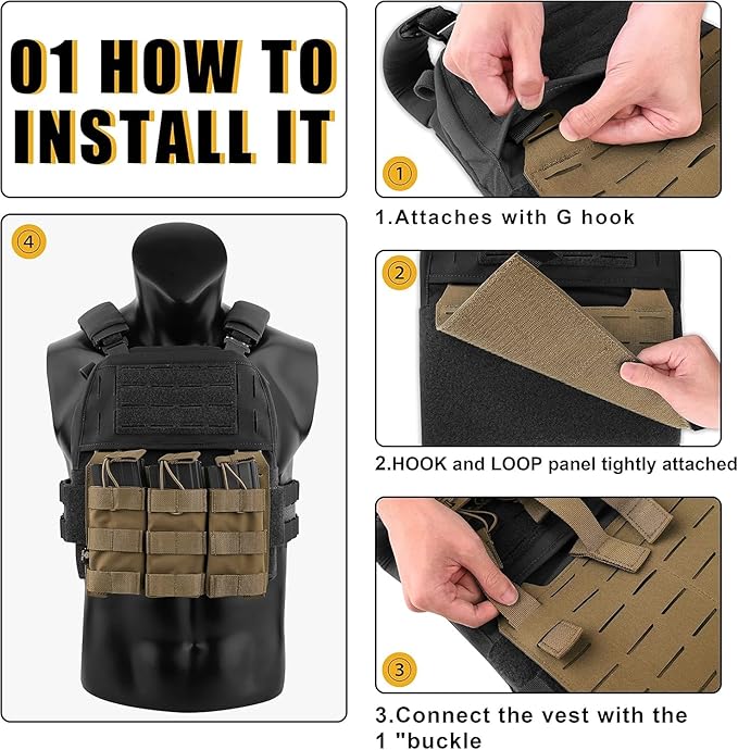 Multifunctional G Buckle Tactical Bag Mounting Plate MOLLE Abdominal Equipment Pouch Front Flap Hanging Panel Replacement Component