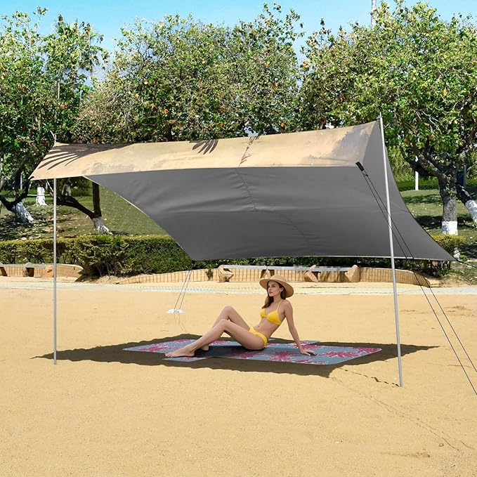 ALAZA Eagles Castle Art Beach Tent Sun Shelter Portable Canopy Sunshade for Outdoor Camping Picnics Backyard Fun 10x9 ft