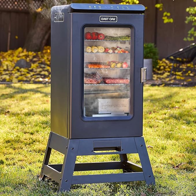 EAST OAK Ridgewood Pro 30 Electric Smoker Built-in Meat Probe &amp Elevated Stand for Outdoors Up to 6× Longer Smokes Adjustable Side Chip Loader Smoke with 725 sq in Cooking Area Night Blue