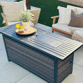 Sophia &amp William 56 Inch Gas Fire Pit Table Outdoor Rattan Propane Fire Table &amp Fireplace with Fire Glass Lid 50000 BTU Firepits for Outside Patio