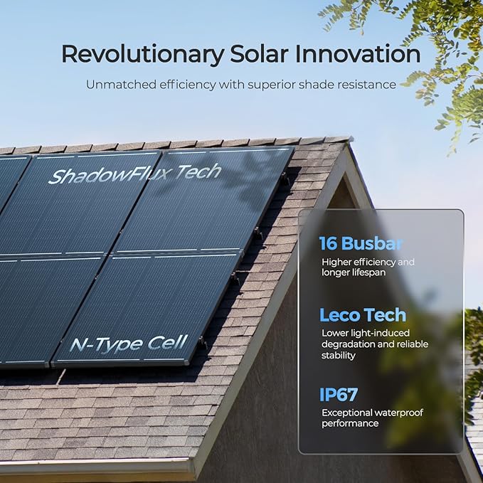 RENOGY REGO 120W Solar Panel ShadowFlux Anti-Shading N-Type 16BB 12 Volt 25% High-Efficiency PV Module Power Charger for RV Marine Rooftop Farm Battery and Other Off-Grid Applications