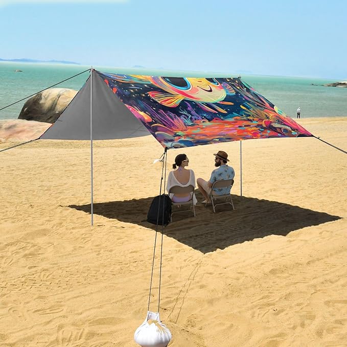 Cute Guppy2 Foldable Beach Cabana UPF50 Waterproof Shade Sun Shelter with Carrying Bag for Camping Picnics Backyard