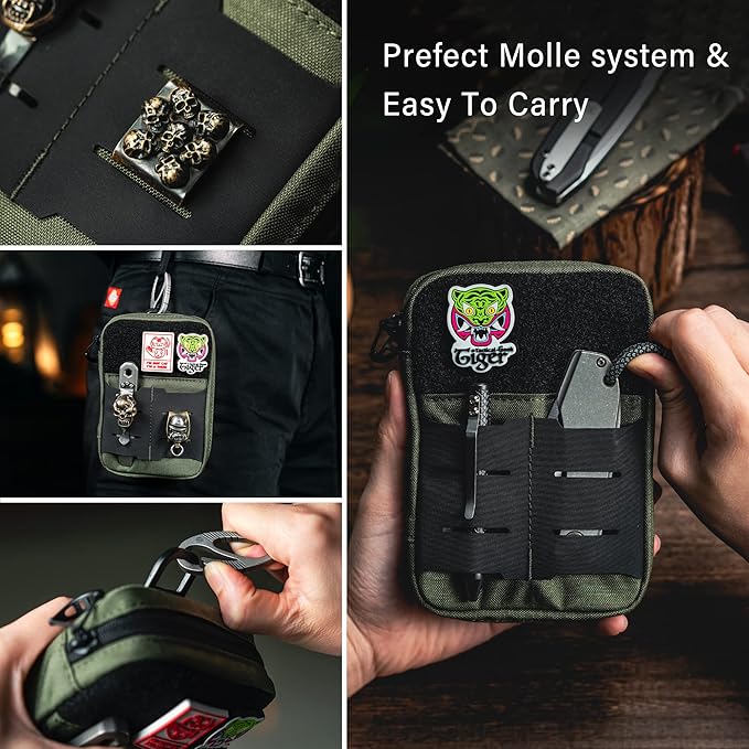 TACTICAL GEEK Block E2.0 EDC Compact Waist Multi-Purpose Molle Pouch Organizer Green