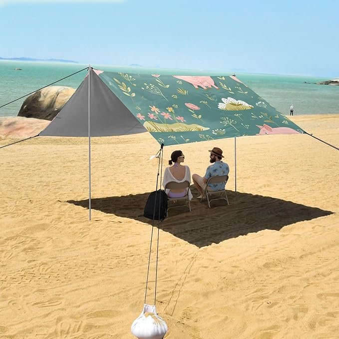 ALAZA Cute Funny Pigs Standing on A Meadow Beach Tent Sun Shelter Portable Canopy Sunshade for Outdoor Camping Picnics Backyard Fun 10x9 ft
