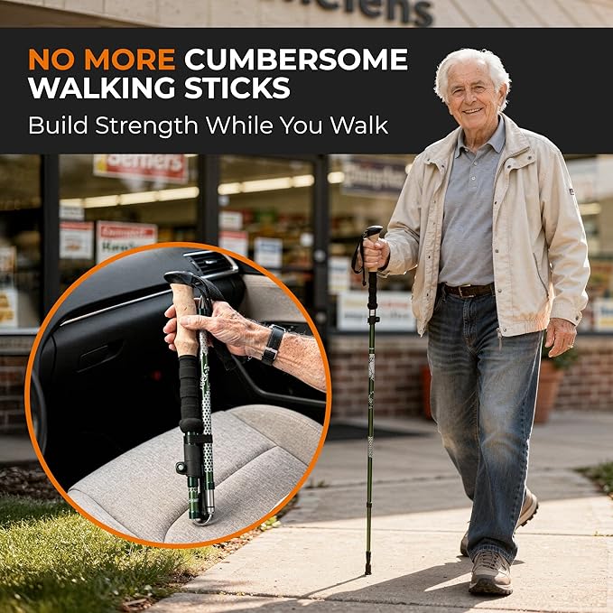 Trekology TREK-Z Collapsible Hiking &amp Trekking Poles - Choose the Perfect Size - 100–120cm (for Height 4’11 to 5’10) - 115–135cm (for Height: 5’5” to 6’5”)