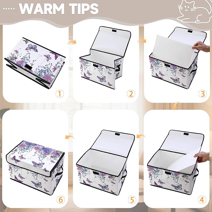Stackable Clothes Storage Bins with LidsCloset Organizers Fabric Box for Home and OfficeBlanket Clothes OrganizersUnder Bed Storage Containers 3 Pack.