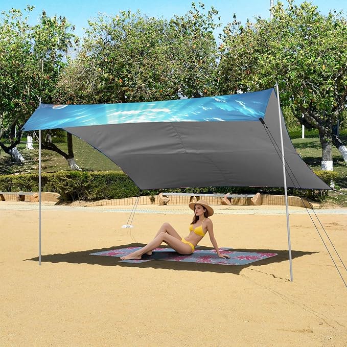 ALAZA Turtle Jellyfish Beach Tent Sun Shelter Portable Canopy Sunshade for Outdoor Camping Picnics Backyard Fun 10x9 ft