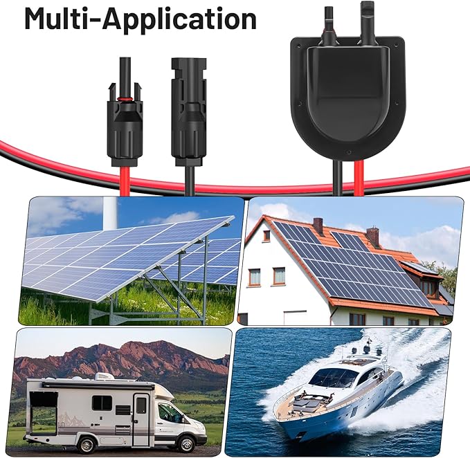 daitoku Solar Cable Gland Entry with 10FT 10AWG Solar Extension Cable Solar Junction Box MC4 Connectors for Roof Panels on RV Boat Camper Van Building Garage Shack