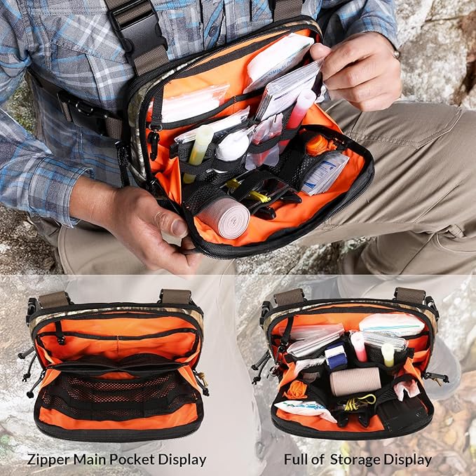 Tactical Chest Pack EDC Chest Bag 2L Utility Molle Chest Rig Pouch with CCW Compartment Adjustable Strap Outdoor