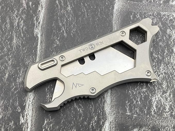 TwoSun Utility Knife Screwdriver Pry Tool Bottle Opener Titanium Mulit Tool TS149-Sand