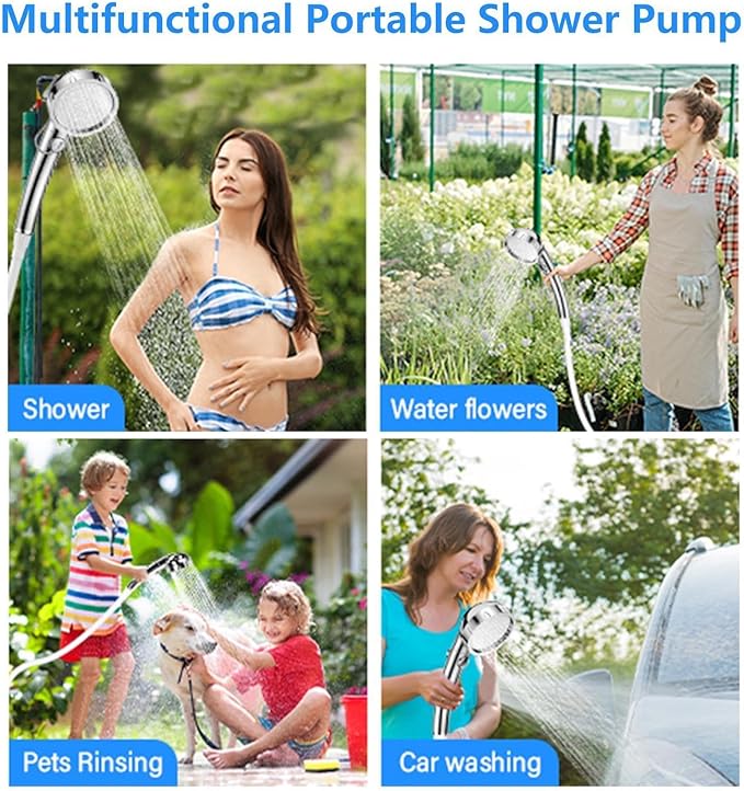 Rinse Kit Portable Shower 7800mAh Rechargeable Camping Shower with Carry Bag Battery Powered Shower for Outdoor Camping Travel Pet Bathing