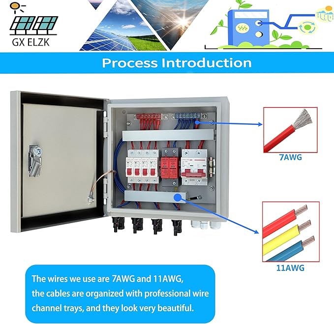 Hardcover Solar Combiner Box with 4 Strings 80 A Circuit Breakers. This pv Combiner Box is Suitable for Off-Grid Solar Power High-Power Version