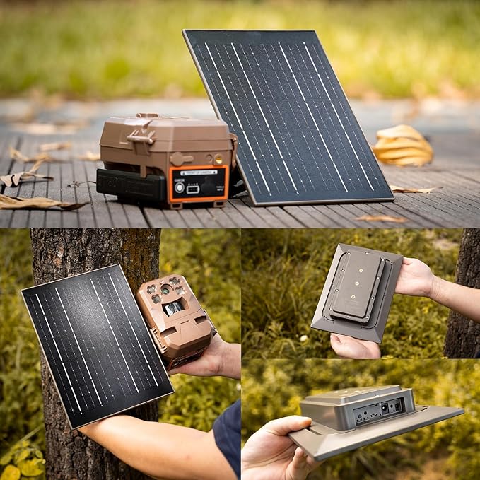 Trail Camera Solar Panel with Battery 6V/7400mAh 12V/3700mAh Solar Panel for Trail Camera 24/7 Power Supply IP66 Waterproof Solar Battery Charger for Trail Cameras X X Pro Pro 3.0 X Gen 2.0 3.0