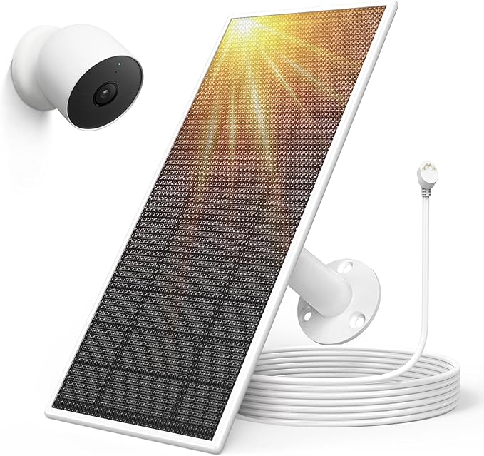 Solar Panel for Google Nest Camera Outdoor or Indoor(Battery Version) 5V 5W Solar Power Charger with 13Ft Cable- Special Made for Google Nest Cam